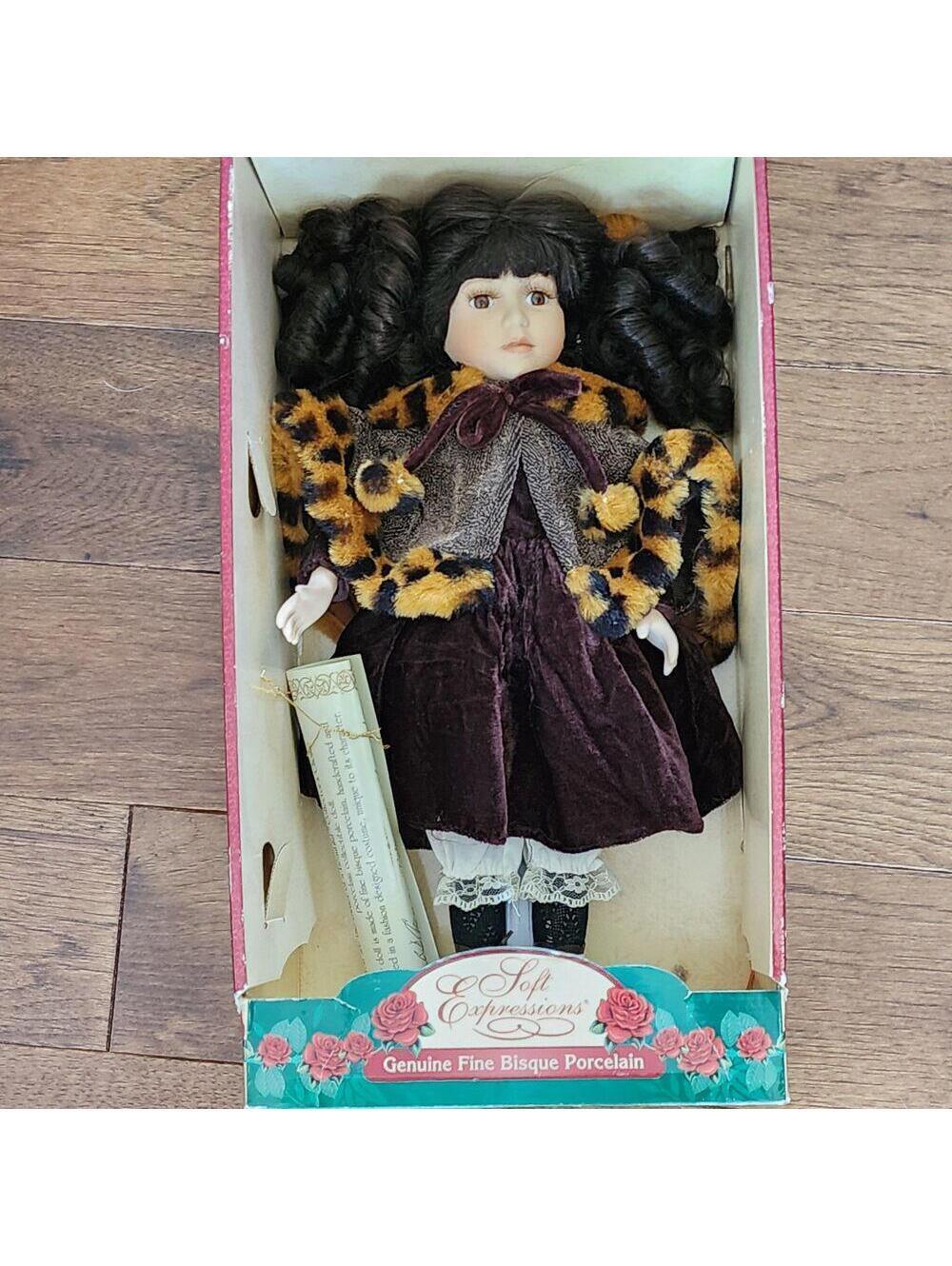 New Soft Expressions Genuine Fine Bisque Porcelain Doll Original paperwork  B2